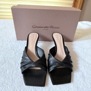 Gianvito Rossi Black Leather Mules